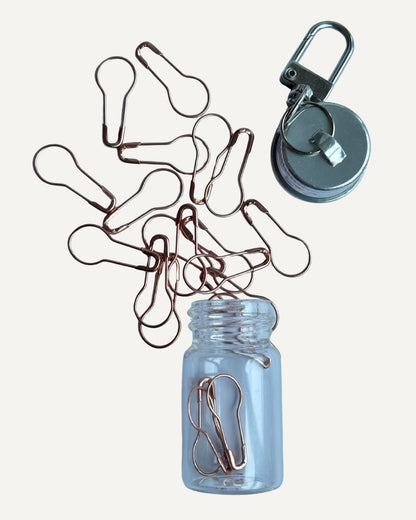Lyklakippuglerkrukka með prjónamerkjum