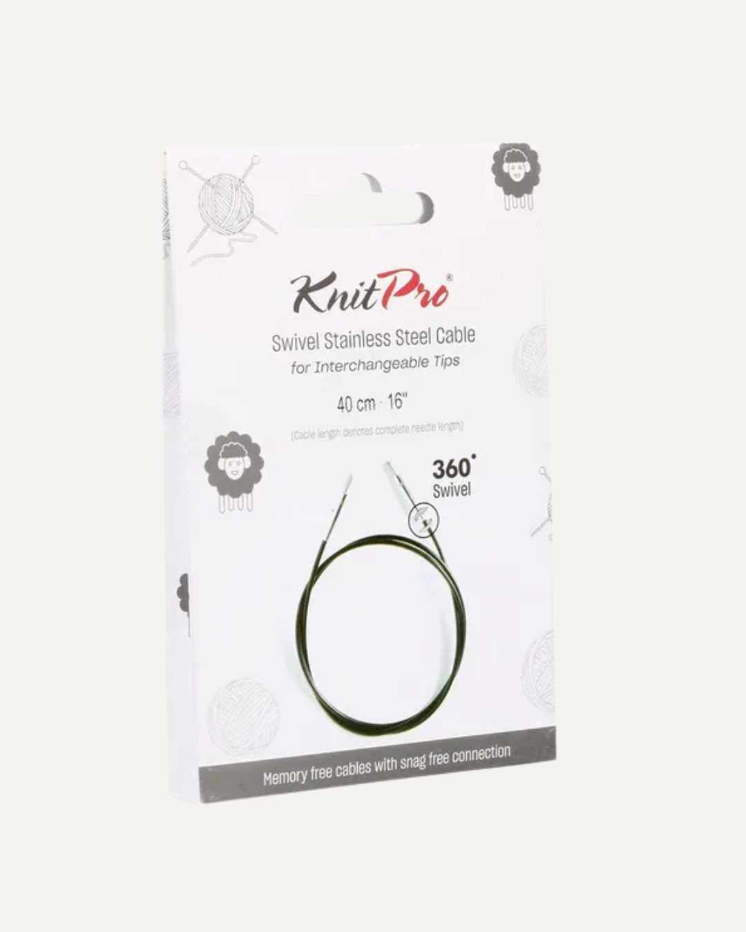 KnitPro Swivel 360° prjónasnúrur - svartar