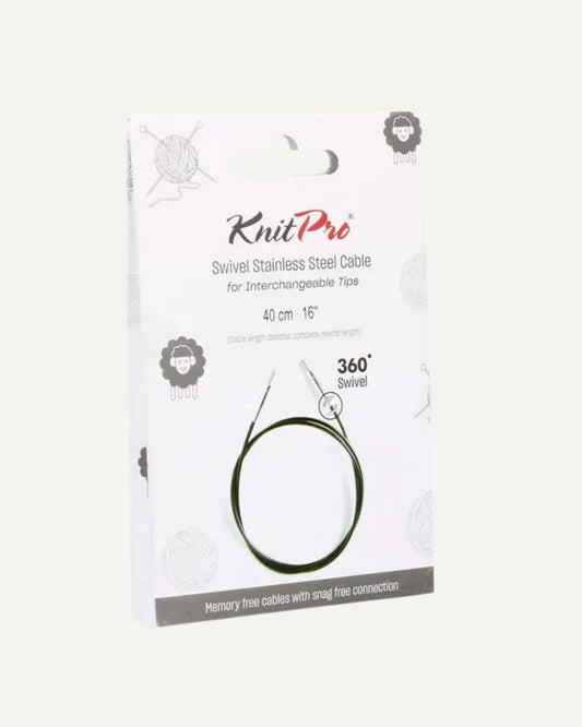 KnitPro Swivel 360° prjónasnúrur - svartar